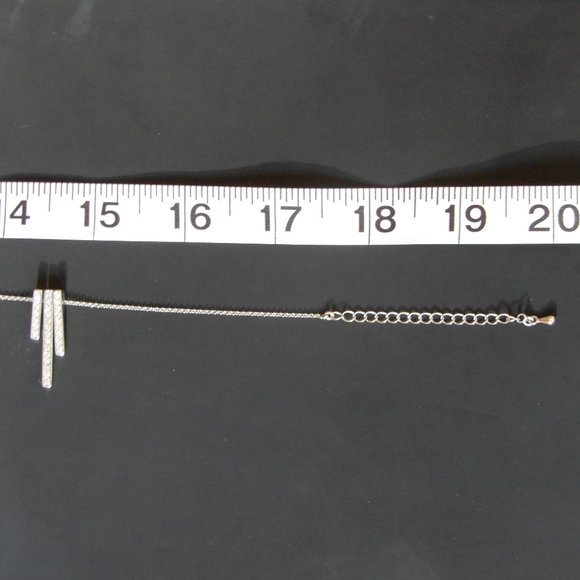 Silver Tone Necklace with Cubic Zirconia - Picture 2 of 3